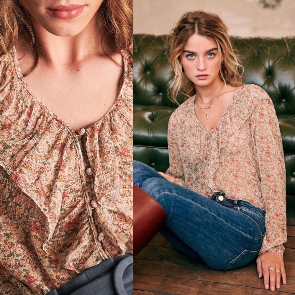 Sézane Priscille Floral Blouse
